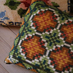 Green &amp; Orange Retro Pillow 