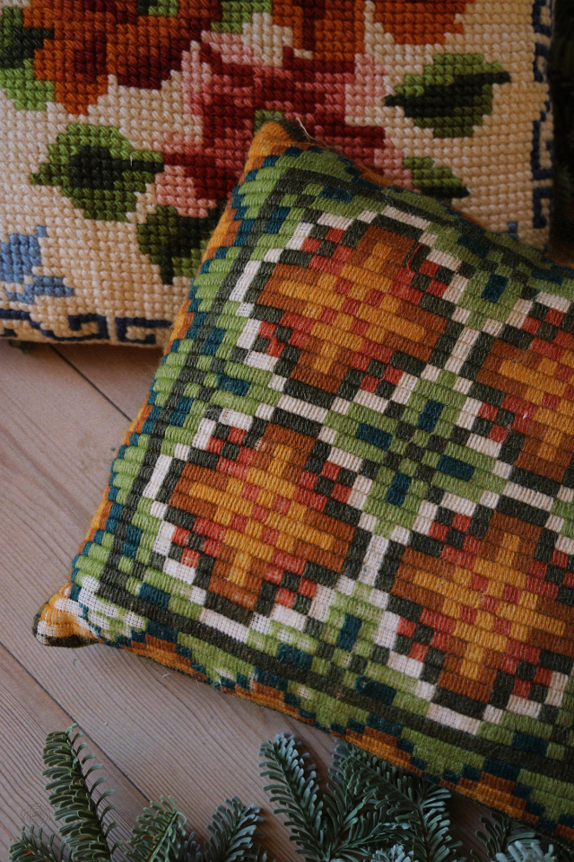 Green &amp; Orange Retro Pillow 