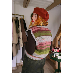 Green & Pink Striped Knit Waistcoat