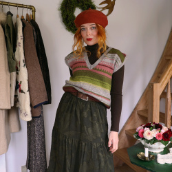 Green &amp; Pink Striped Knit Waistcoat