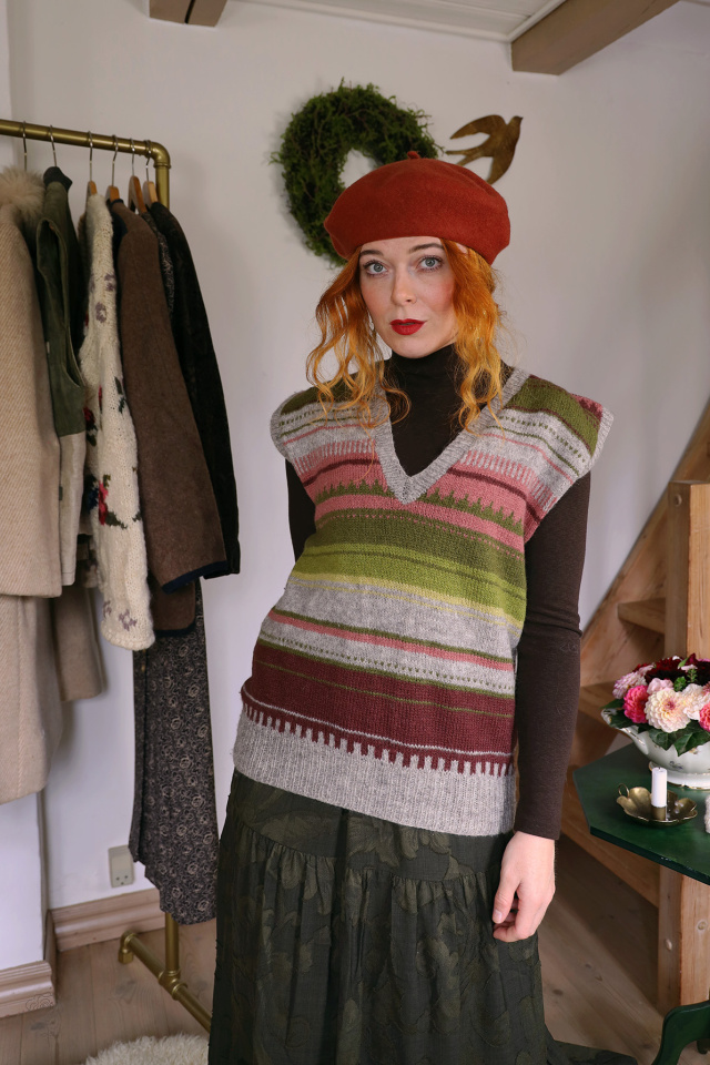 Green &amp; Pink Striped Knit Waistcoat