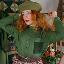 Simple Redyed Green Vintage Blouse | M