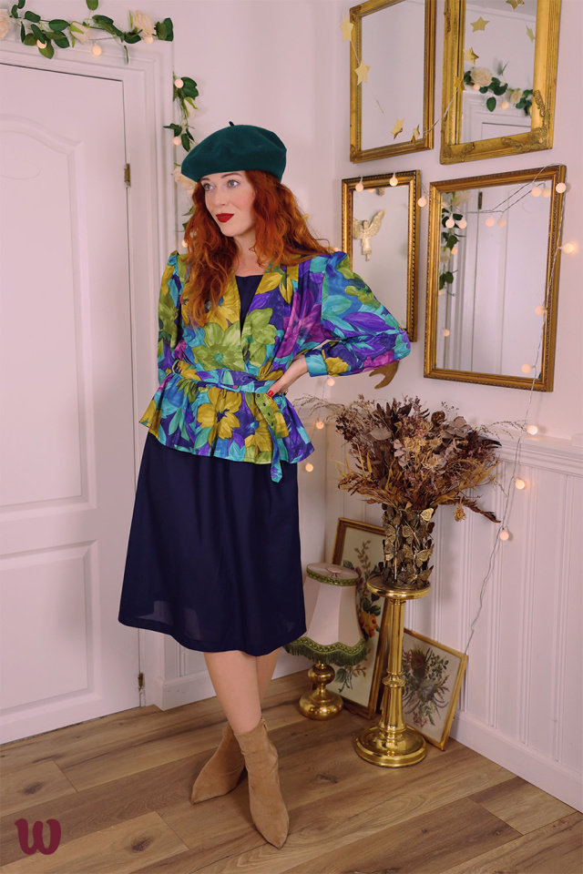 Multi Coloured 80's Floral Dress | M