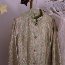 Golden Green Brocade Vintage Jacket | S