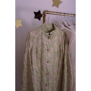 Golden Green Brocade Vintage Jacket | S