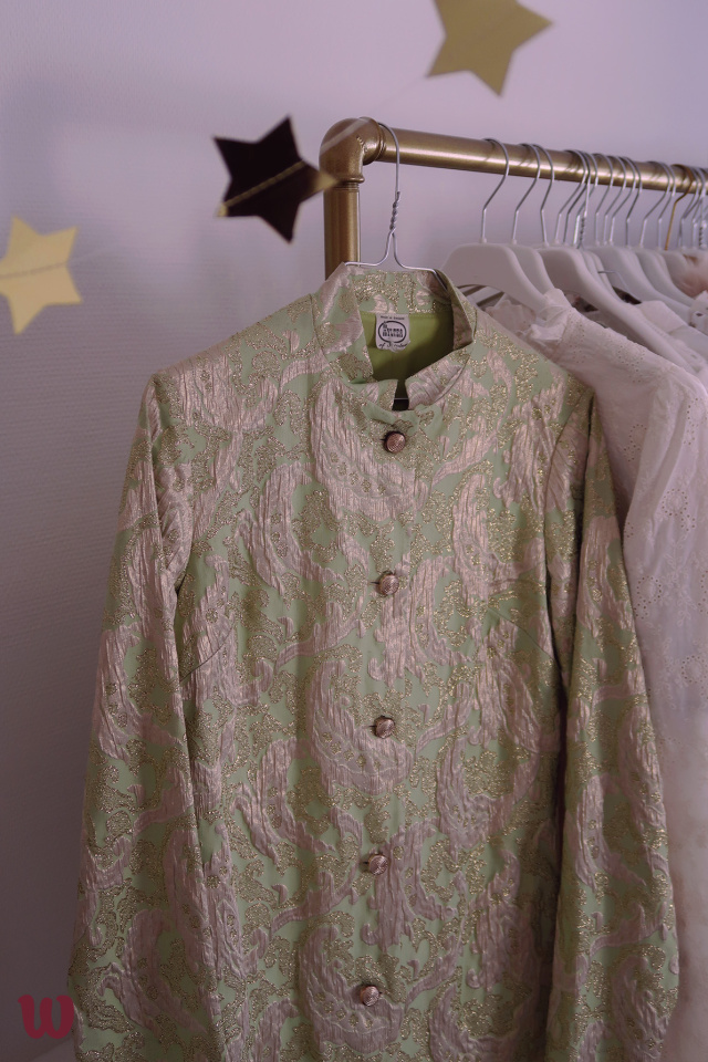 Golden Green Brocade Vintage Jacket | S