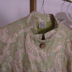 Golden Green Brocade Vintage Jacket | S