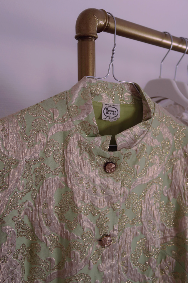 Golden Green Brocade Vintage Jacket | S