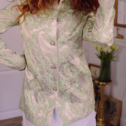 Golden Green Brocade Vintage Jacket | S