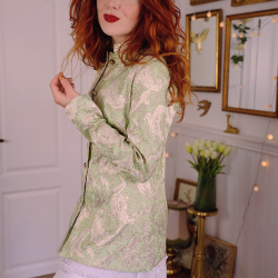Golden Green Brocade Vintage Jacket | S