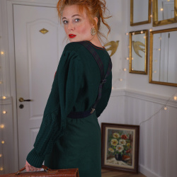Long Green Wool Vintage Skirt | M