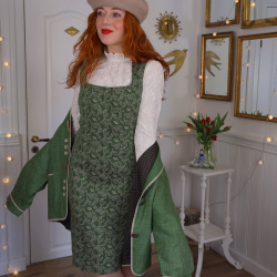 Green Earthy Leaf Vintage Dress | M