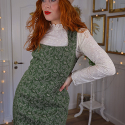 Green Earthy Leaf Vintage Dress | M