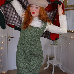 Green Earthy Leaf Vintage Dress | M