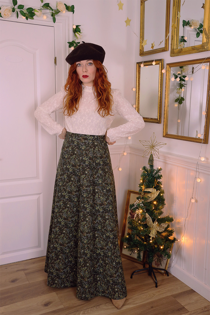 Green Floral 70 s Maxi Skirt M L Catalog Bohemian Wonders