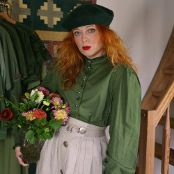 Redyed Simple Floral Embroidered Vintage Blouse | XL/XXL
