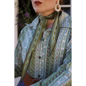 Green Folk Cotton Silk Scarf
