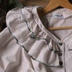 Green Frills Hens Embroidered Vintage Top | M