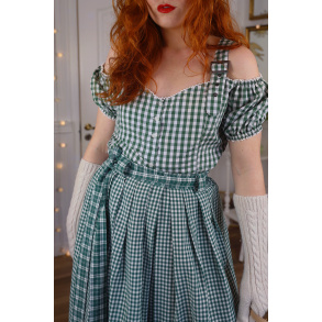 Green Gingham Vintage Cottagecore Top | M