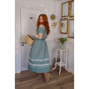 Green Gingham Cottagecore Vintage Skirt | M/L