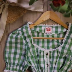 Green Gingham Romantic Vintage Top 
