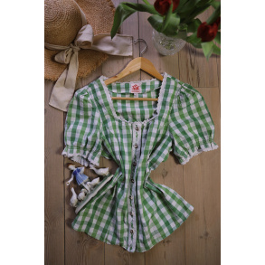 Green Gingham Romantic Vintage Top 