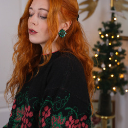 Green Glass Clip On Earrings