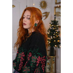 Green Glass Clip On Earrings