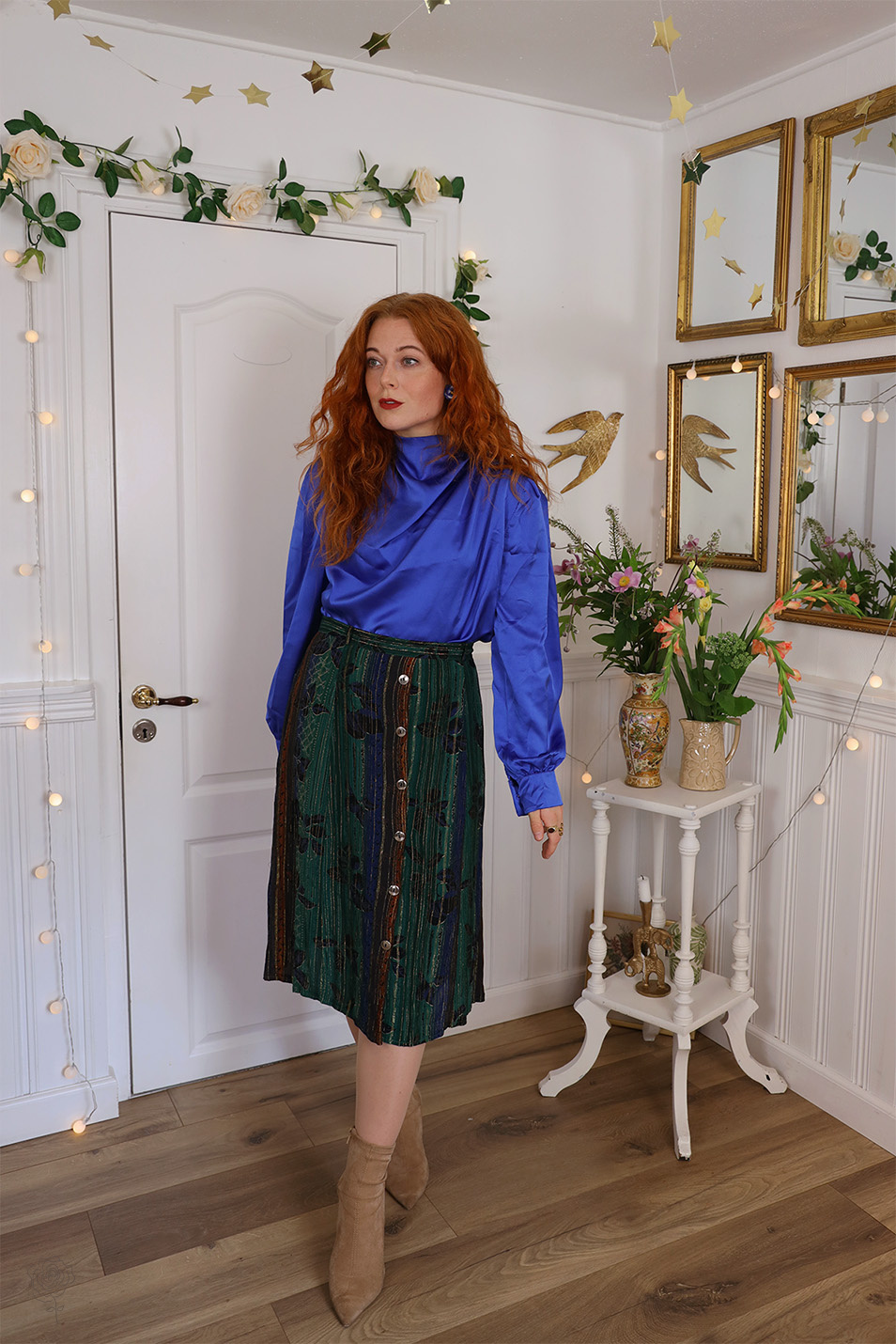 Green Gold Thread Vintage Skirt | XL - Catalog - Bohemian