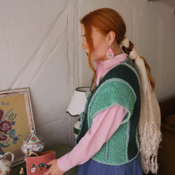 Green Handmade Knitted Vest | M/L