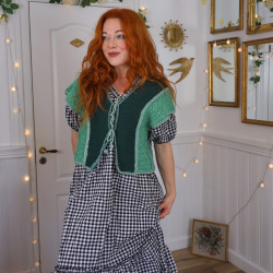 Green Handmade Knitted Vest | M/L