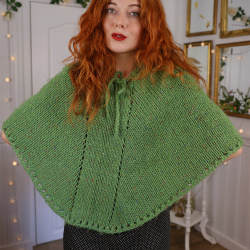Green Handmade Knitted Poncho 