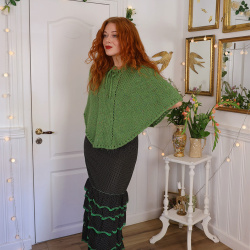 Green Handmade Knitted Poncho 