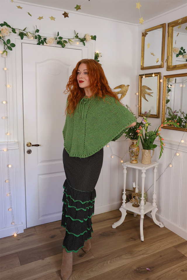 Green Handmade Knitted Poncho 
