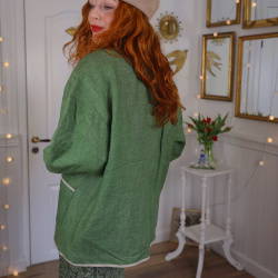 Happy Green Linen Vintage Jacket | L