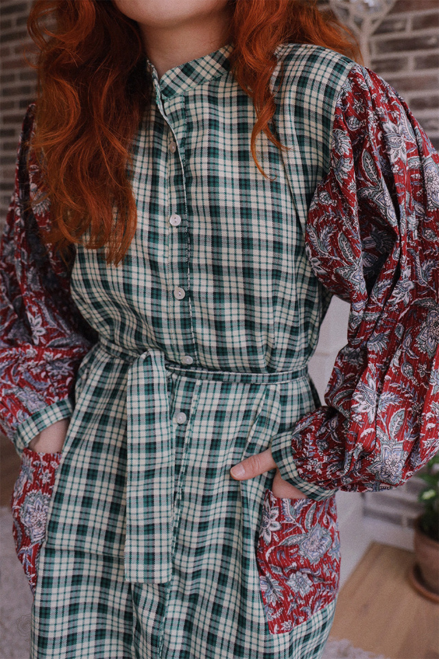 Green Mellow Midi Cotton Dress 