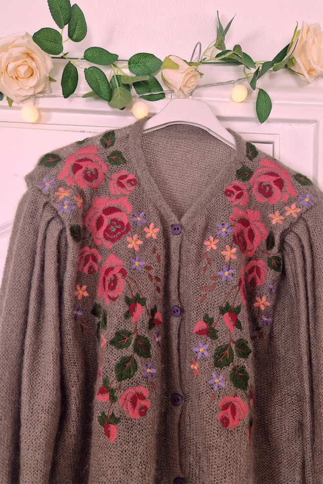 Magda | Green floral cardigan 