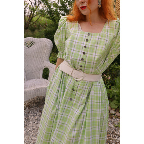 Green Plaid Cottagecore Vintage Dress | XL