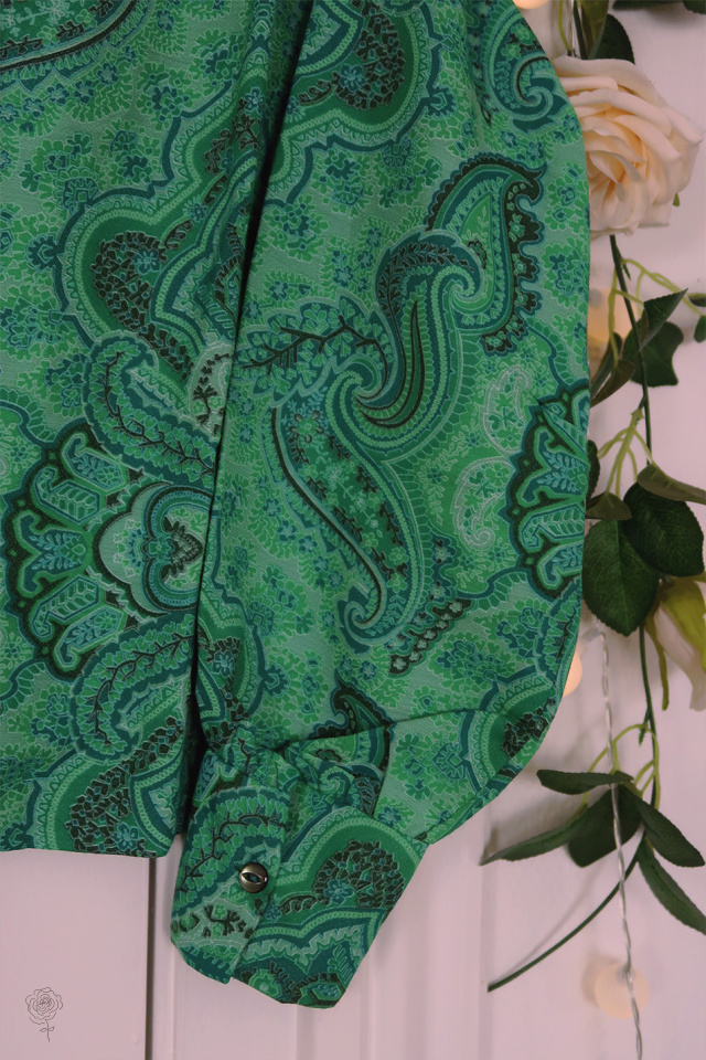Green Paisley Vintage Blouse | S
