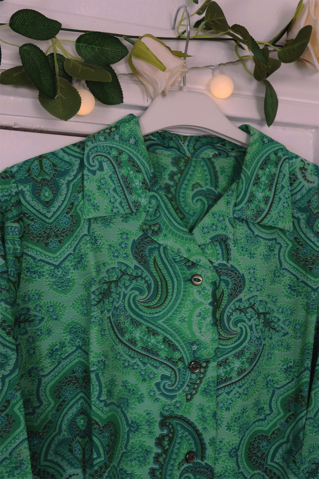 Green Paisley Vintage Blouse | S