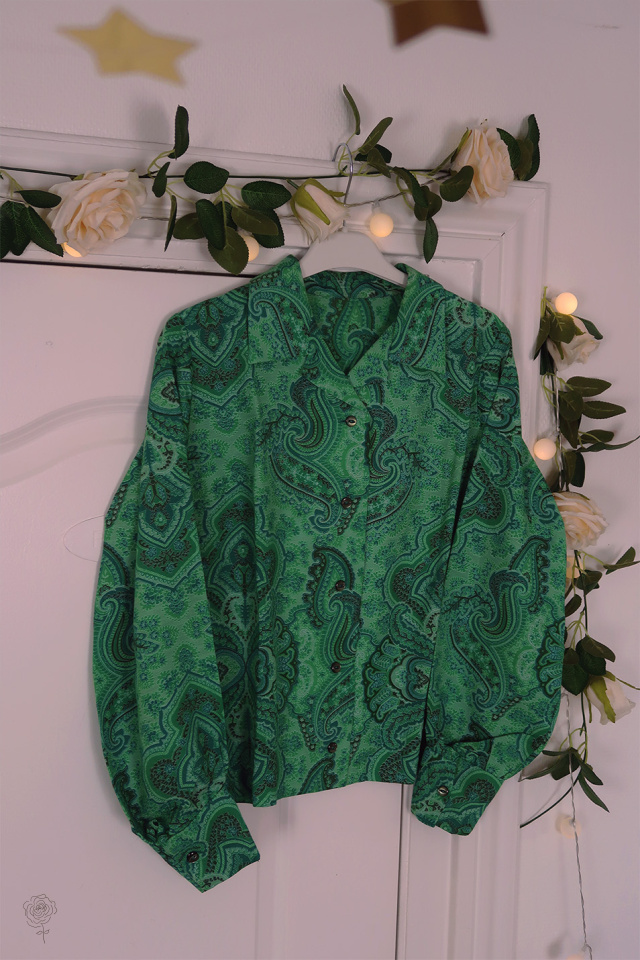 Green Paisley Vintage Blouse | S