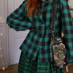 Green Plaid Vintage Blazer Jacket | M/L