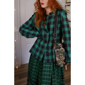 Green Plaid Vintage Blazer Jacket | M/L