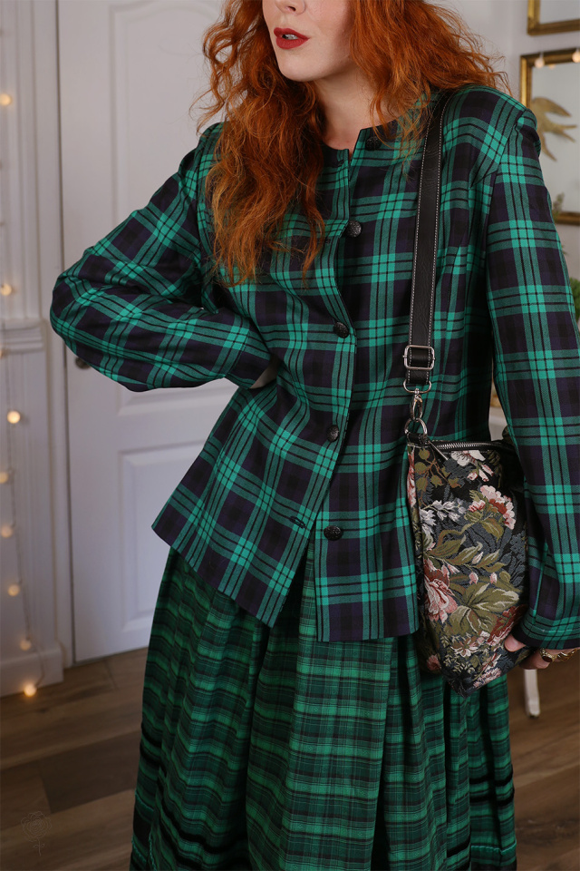 Green Plaid Vintage Blazer Jacket | M/L