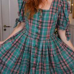 Green Plaid Vintage Fairytale Dress | M