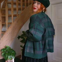 Green Plaid Vintage Cardi Jacket | S/M