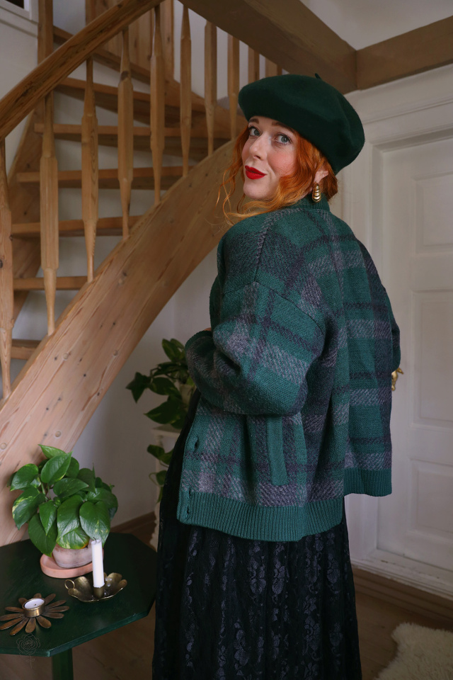 Green Plaid Vintage Cardi Jacket | S/M