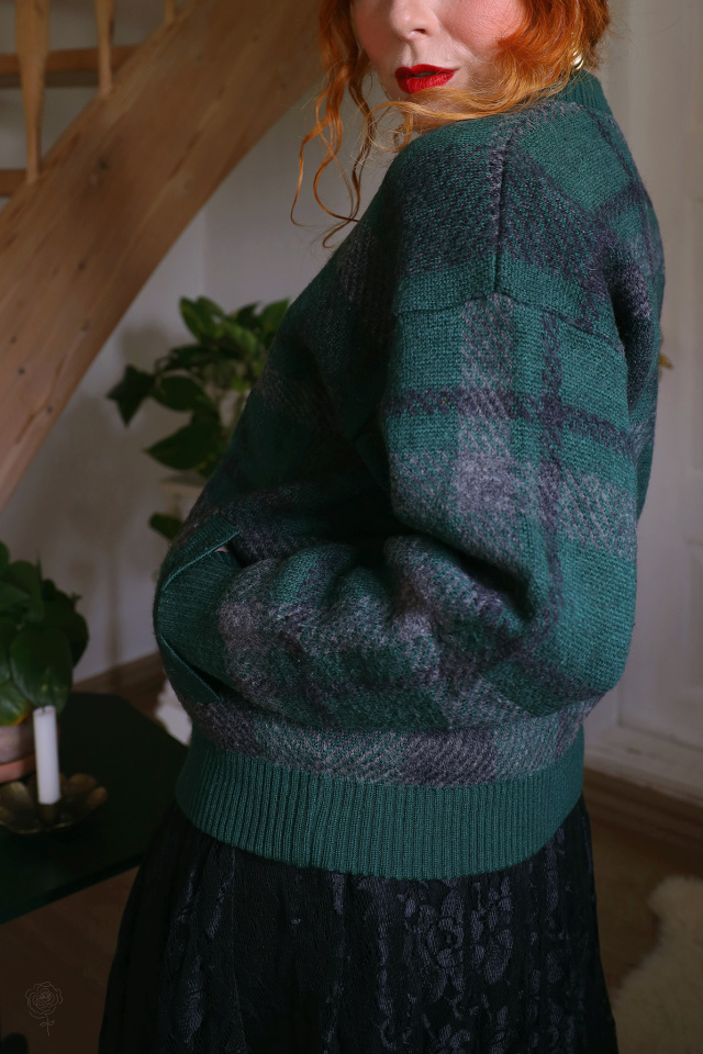 Green Plaid Vintage Cardi Jacket | S/M