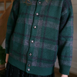 Green Plaid Vintage Cardi Jacket | S/M
