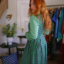 Bomb Green Purple Floral Vintage Dress &amp; Blouse | S